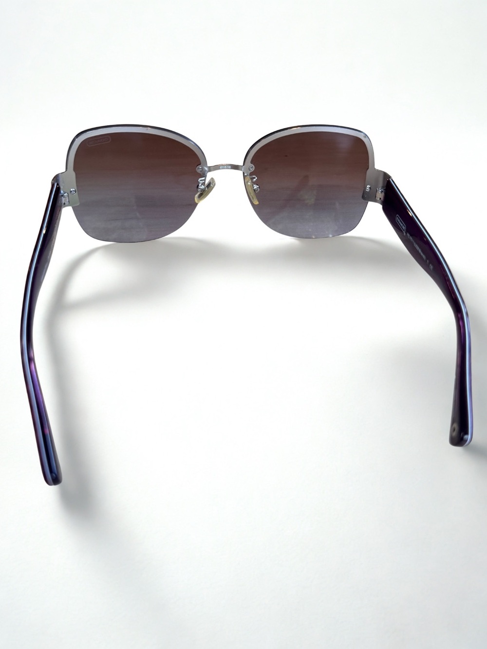 COACH Brandi Silver Purple Butterfly Sunglasses HC7011 With Case - Picture 2 of 9